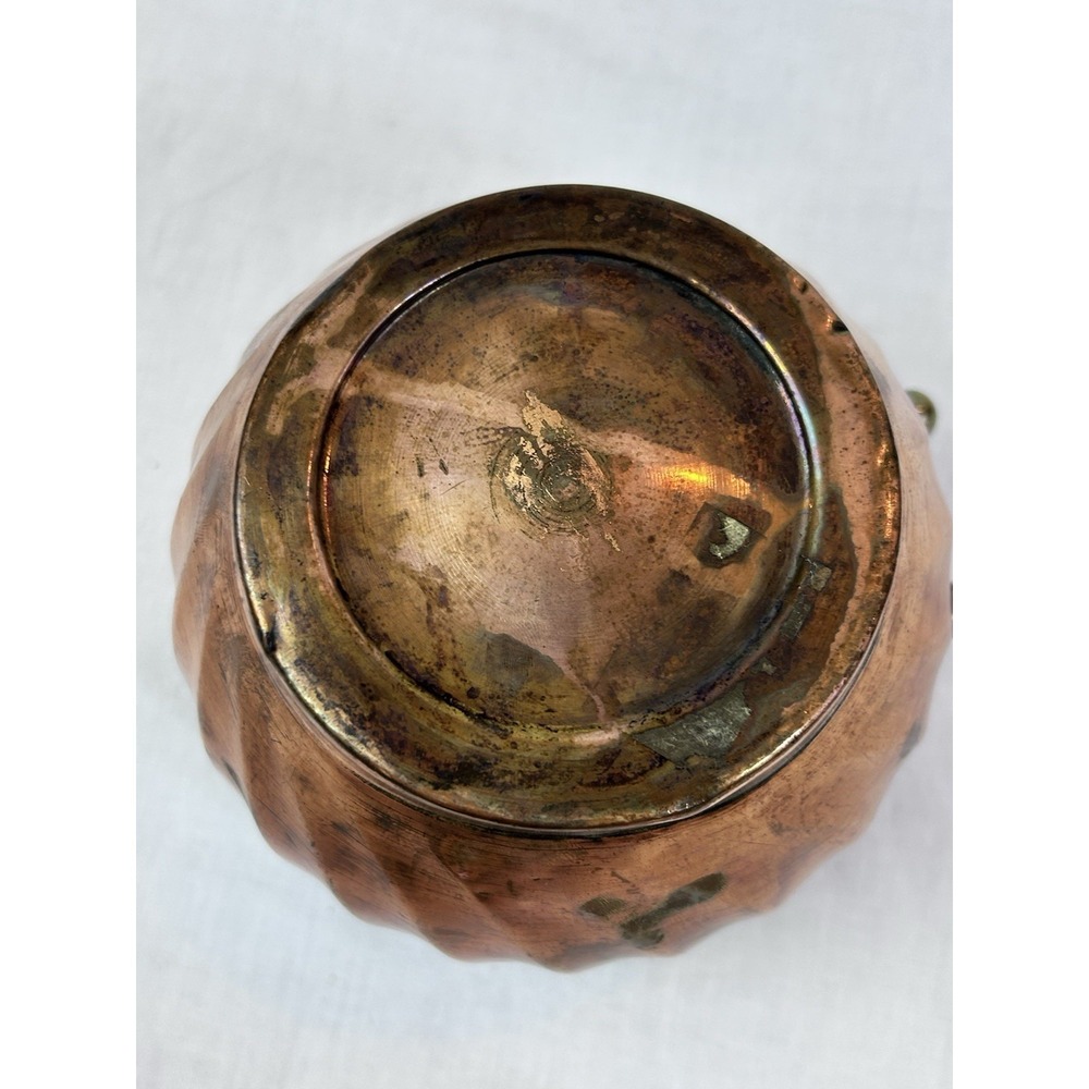 vtg copper planter bowl with rope and tassel detail Ruffled - Picture 4 of 9
